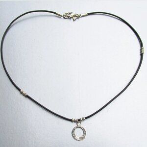 Silpada N1687 Black Cord Necklace Sterling Silver Hammered Circle Bead Necklace